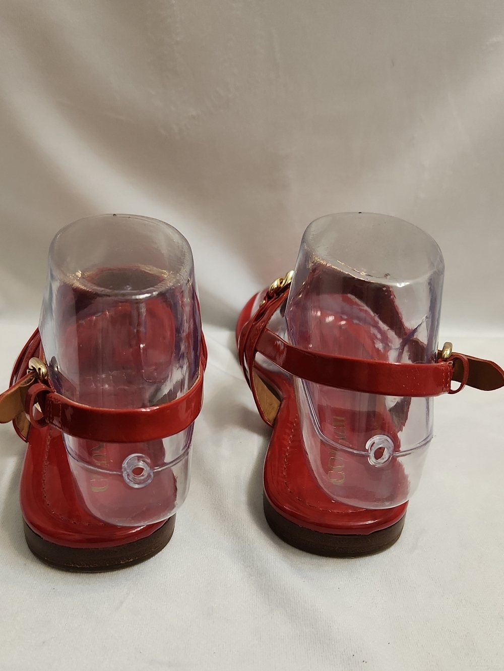 Coach Catherine Red Gold Glossy Patent Leather T-Strap Sandals (W Size 7) - Picture 6 of 11